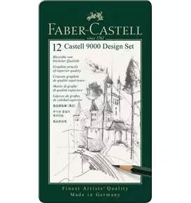 12-Pieces Castell 9000 Graphite Pencil Design Set in Tin